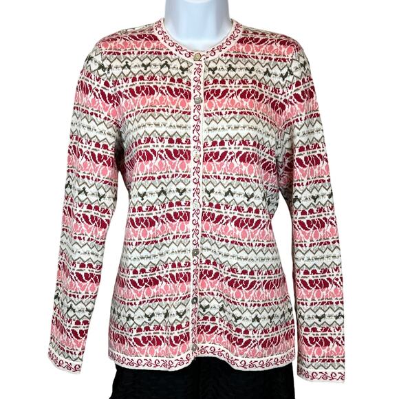 Appleseed's 100% Cotton Cardigan Sweater Women's Medium Beaded MOP Buttons - Picture 1 of 9